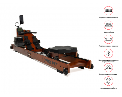 Гребной тренажер UNIX Fit Wood Rower Dark