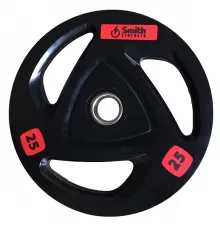Диск для штанги Smith WP085-25 c 3-м хватом, обрезиненный, 25кг